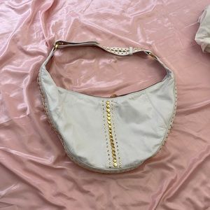 Super cute y2k oversized white shoulder bag with gold hardware.